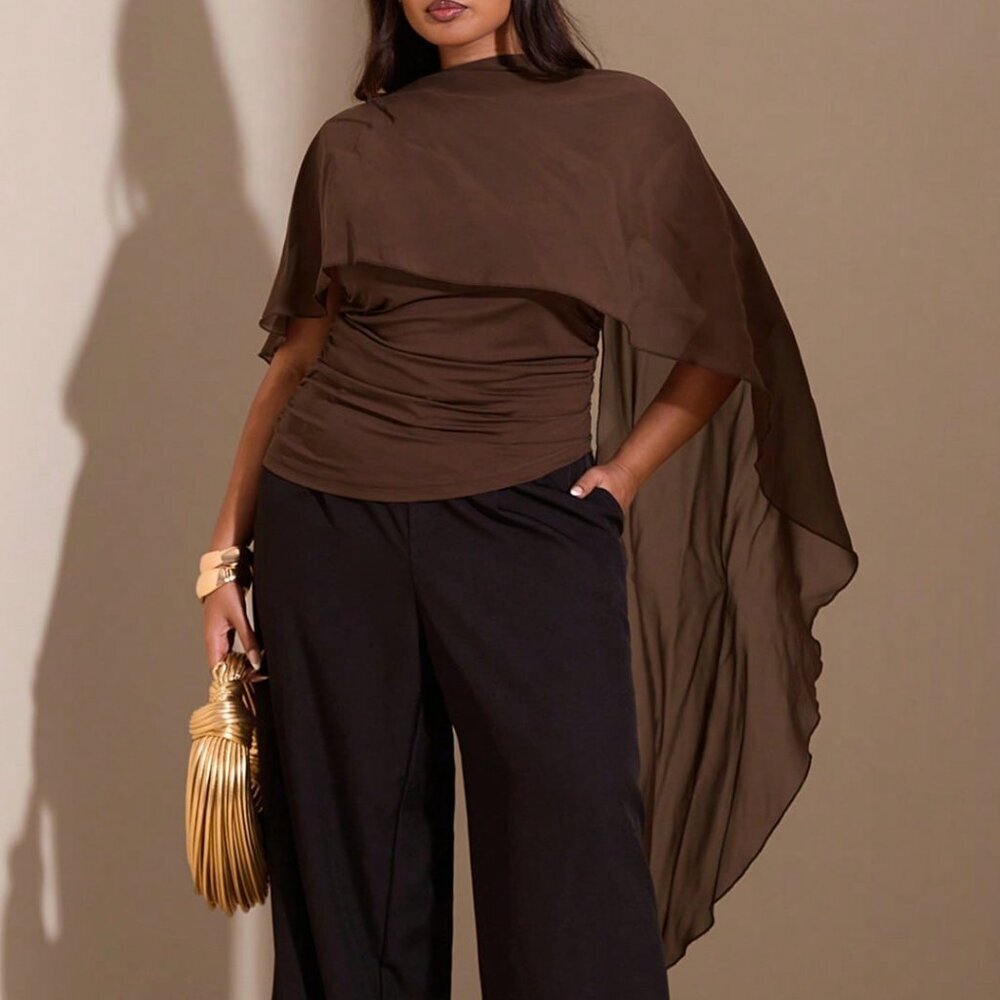 Brown Fitted Slimming Women's Blouse